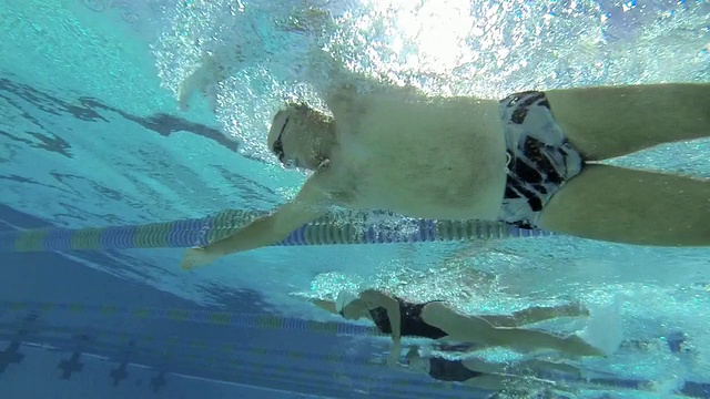 这是一组自由泳运动员在水下泳道上的照片，加州，美国视频下载