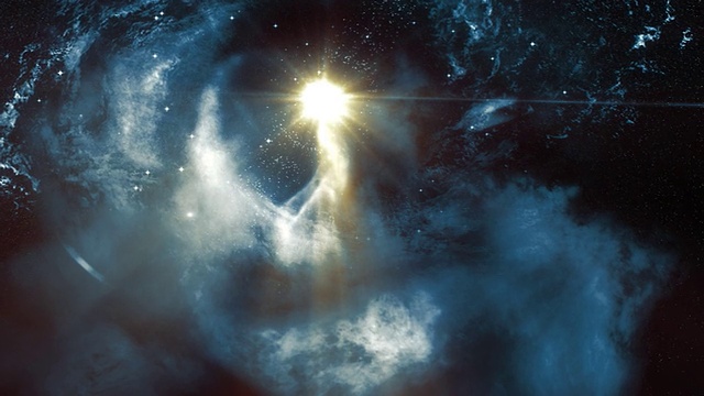 太空飞行在蓝色星系看起来像天堂的百万颗星星和中心涡旋/蒙特利尔，加拿大魁北克视频素材