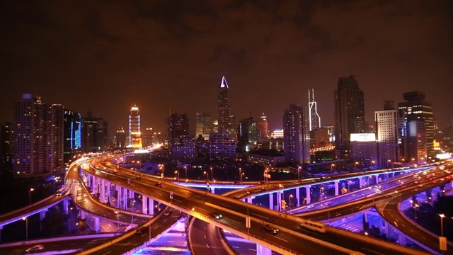 快速运动-城市交通在晚上视频素材