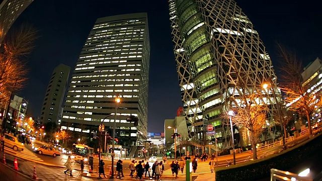 日本东京新宿的现代建筑夜景视频下载