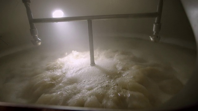 CU煮沸麦芽汁在微型啤酒厂煮沸壶/千棕榈，加利福尼亚州，美国视频下载