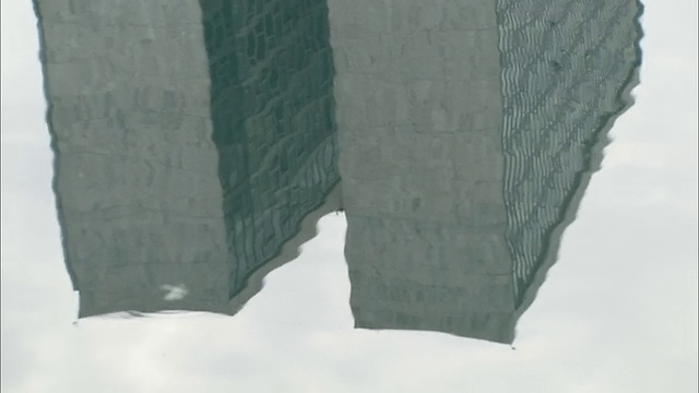 巴西利亚国会大厦的两座塔楼倒映在湖中。高清。视频素材