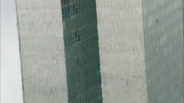 巴西利亚国会大厦的两座塔楼倒映在湖中。高清。视频素材