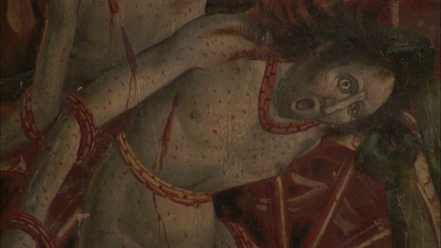 阿尔比大教堂的一幅大型壁画描绘了高清版的《最后的审判》。视频下载