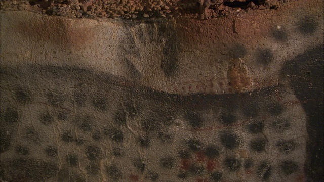 莱伊齐洞穴的墙壁上有原始的绘画。在高清视频下载