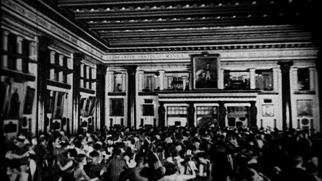 1920年广角拍摄毕业舞会上跳舞的人们/西点军校，纽约/纪录片视频下载