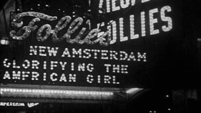 1928年新阿姆斯特丹剧院齐格菲尔德剧团(Ziegfeld Follies)黑白字幕/纽约/新闻短片视频素材