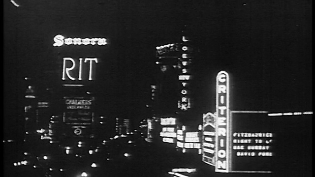 时代广场夜晚的黑白1920灯/纽约城市/特色视频下载