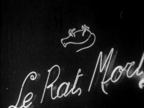 20世纪20年代夜店“Le Rat Mort”的霓虹招牌/法国巴黎/新闻短片视频素材