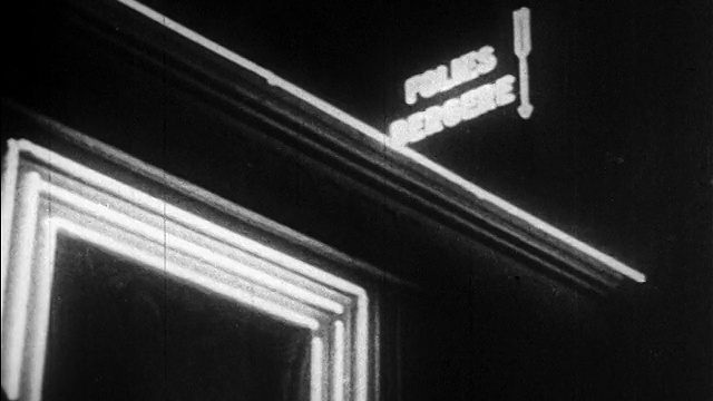 20世纪20年代的霓虹招牌/约瑟芬·贝克的招牌/法国巴黎/纪录片视频素材
