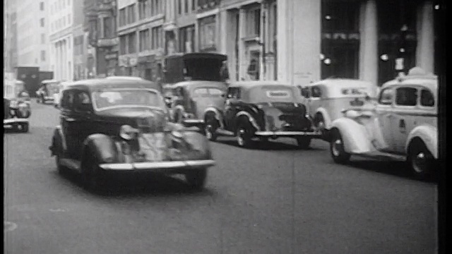 1939年城市街道上的交通/纽约市/纪录片视频素材