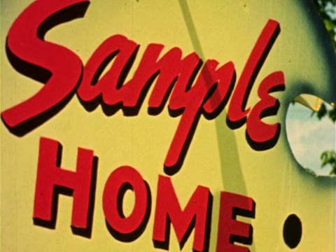 1959年，特写黄色标志，红色字体“样本家”/费城，PA /纪录片视频素材