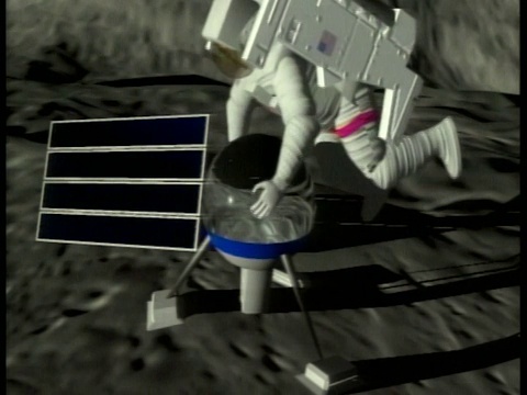 电脑动画宇航员与设备在月球上视频下载