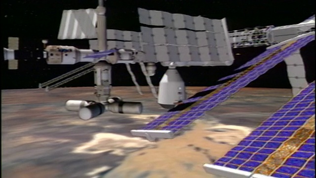 计算机动画+周围的飞船与火星栖息地测试床附加视频素材