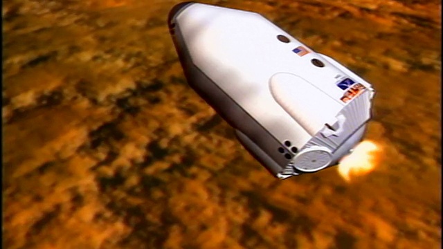 电脑动画制作的太空舱向火星降落视频下载