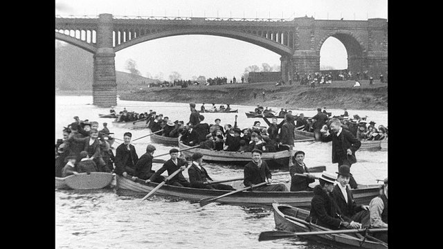 1901年在普雷斯顿的里布尔河上划船视频下载