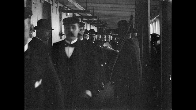 1901年丘纳德邮船卢卡尼亚号驶往美国视频素材