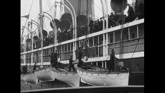 1901年丘纳德邮船卢卡尼亚号驶往美国视频下载