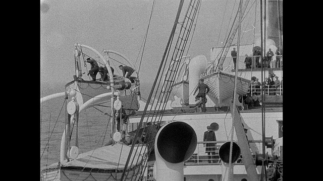 1901年丘纳德邮船卢卡尼亚号驶往美国视频下载