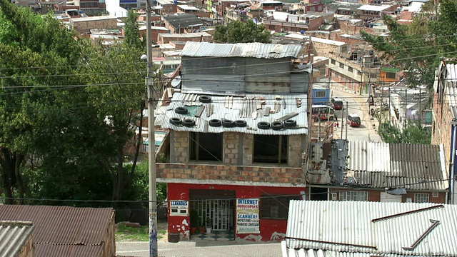 哥伦比亚波哥大的Ciudad Bolivar贫民窟的WS HA俯瞰视频下载