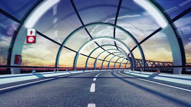 未来的隧道。日落的版本。高清循环。视频素材