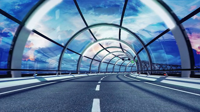 未来的隧道。日出的版本。高清循环。视频素材