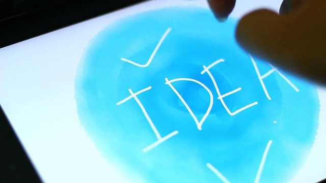 IDEA书写在平板触摸屏上的文本视频素材