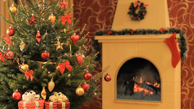 圣诞装饰和壁炉视频下载