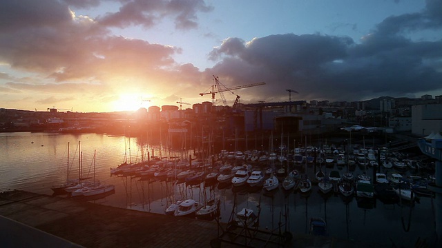 西班牙维哥港的黎明视频素材