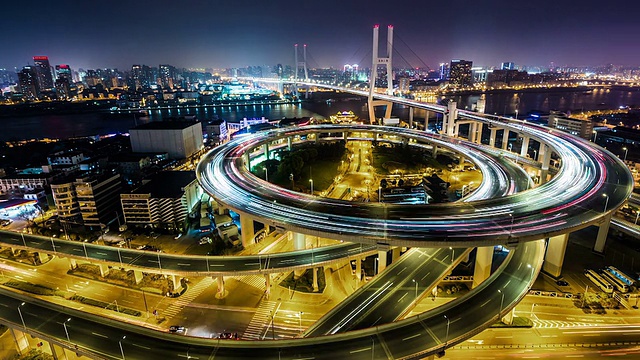 T/L WS HA PAN夜景南浦大桥/中国上海视频素材