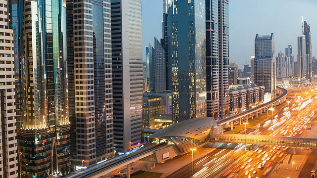 Sheikh Zayed Road Time Lapse，迪拜视频素材