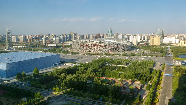 中国北京河子国家体育场和国家游泳中心视频下载