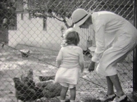 1930年3岁的金发女孩和小鸡视频素材