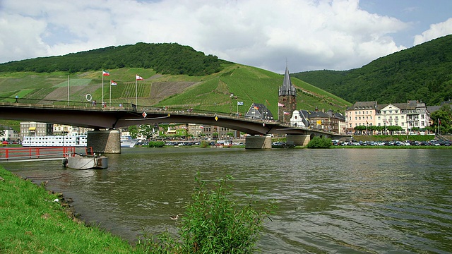 位于德国莱茵兰-普法尔茨的摩泽尔河上的桥视频下载