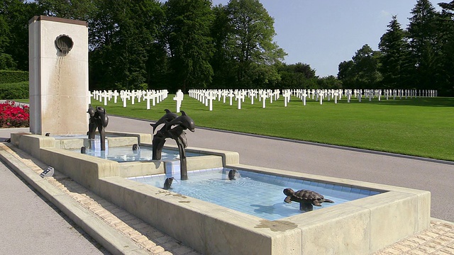 美国公墓与喷泉/卢森堡，卢森堡城，卢森堡视频下载
