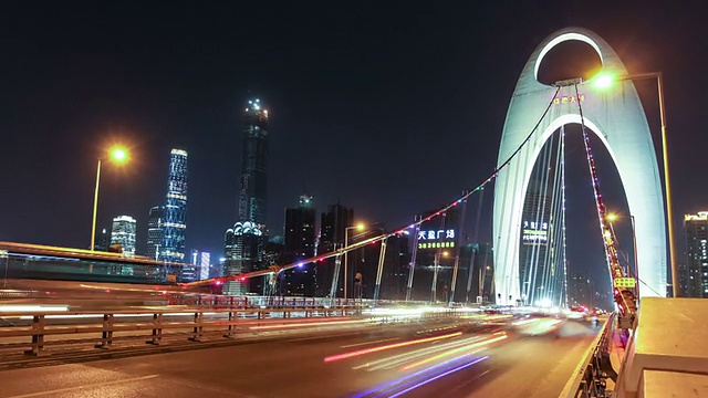 广州猎德大桥的平移和缩小视频下载