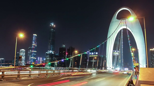 广州猎德大桥的平移和放大视频下载