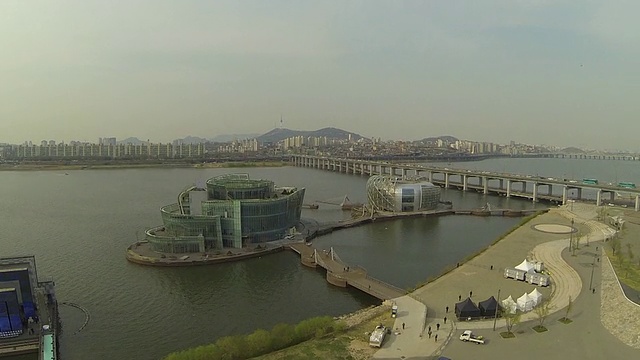 韩港河人工浮岛区视频素材