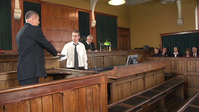 证人在法院与法官(法律)一起宣誓视频素材