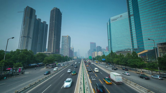 中国北京道路无限视野下的城市交通时间变迁视频素材