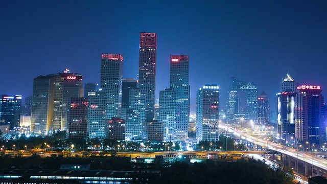 北京中央商务区天坛夜景视频下载