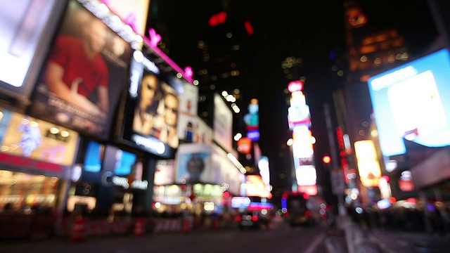 纽约市时代广场灯光散焦视频下载