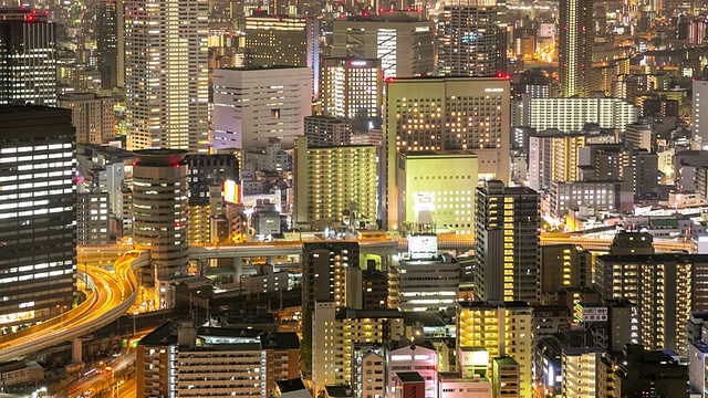 高清延时:大阪城市景观的行动视频素材