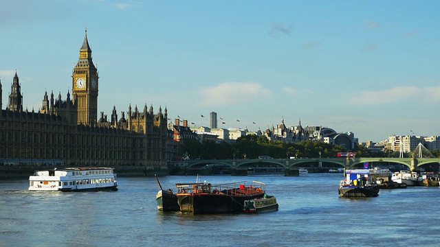伦敦、泰晤士河和国会大厦视频素材