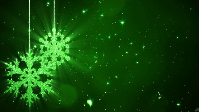 圣诞雪花背景绿视频素材