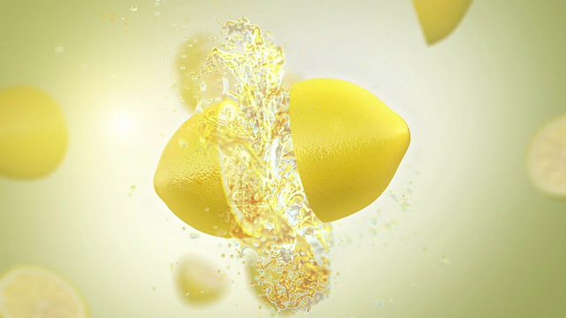 新鲜柠檬(慢镜头)视频素材