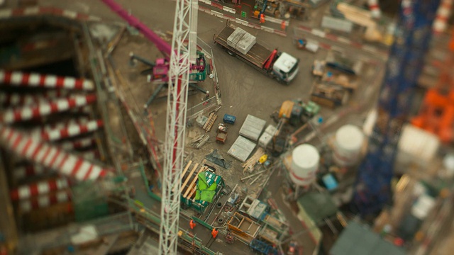 伦敦Crossrail建筑工地的选择性焦点。视频素材