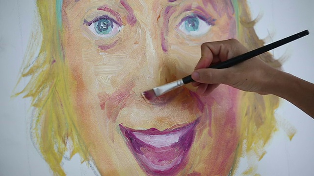 女艺术家油画肖像视频素材