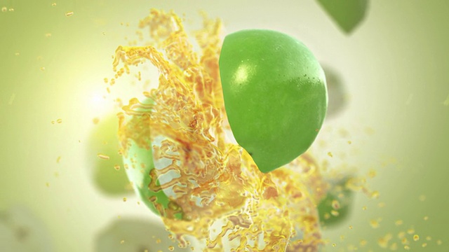 鲜绿苹果(慢镜头)视频素材