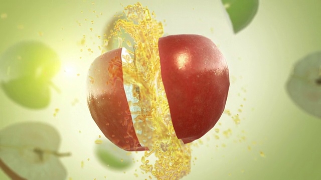 鲜红苹果(慢镜头)视频素材